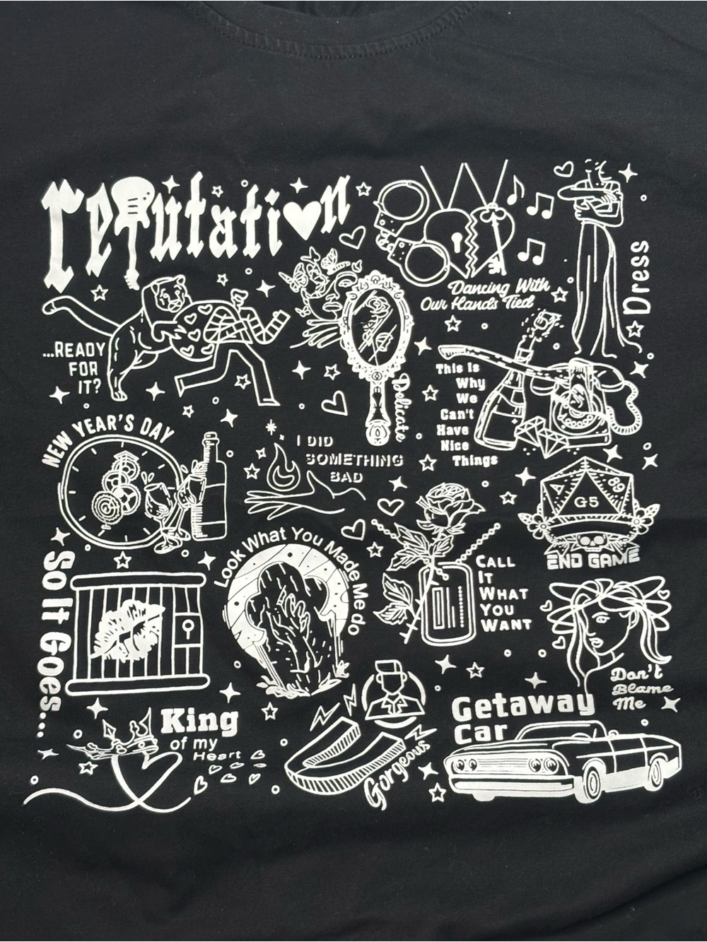 Black Graphic Taylor Swift 'Reputation' Short Sleeve Tee